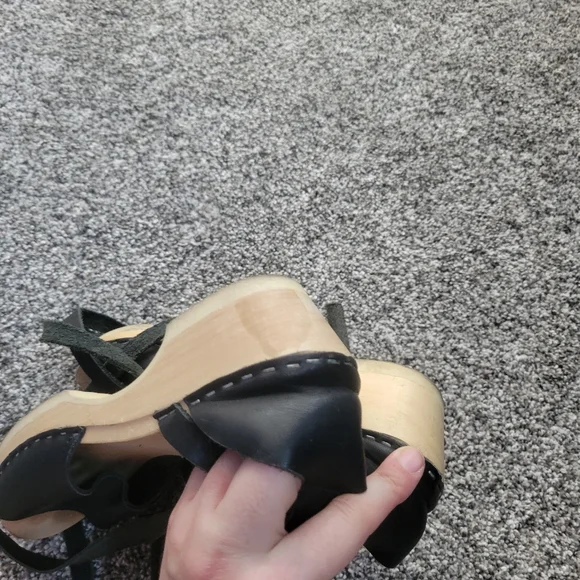 Loeffler Randall X Sven ankle tie clogs Black Leather 40 8.5 9 - Picture 8 of 13